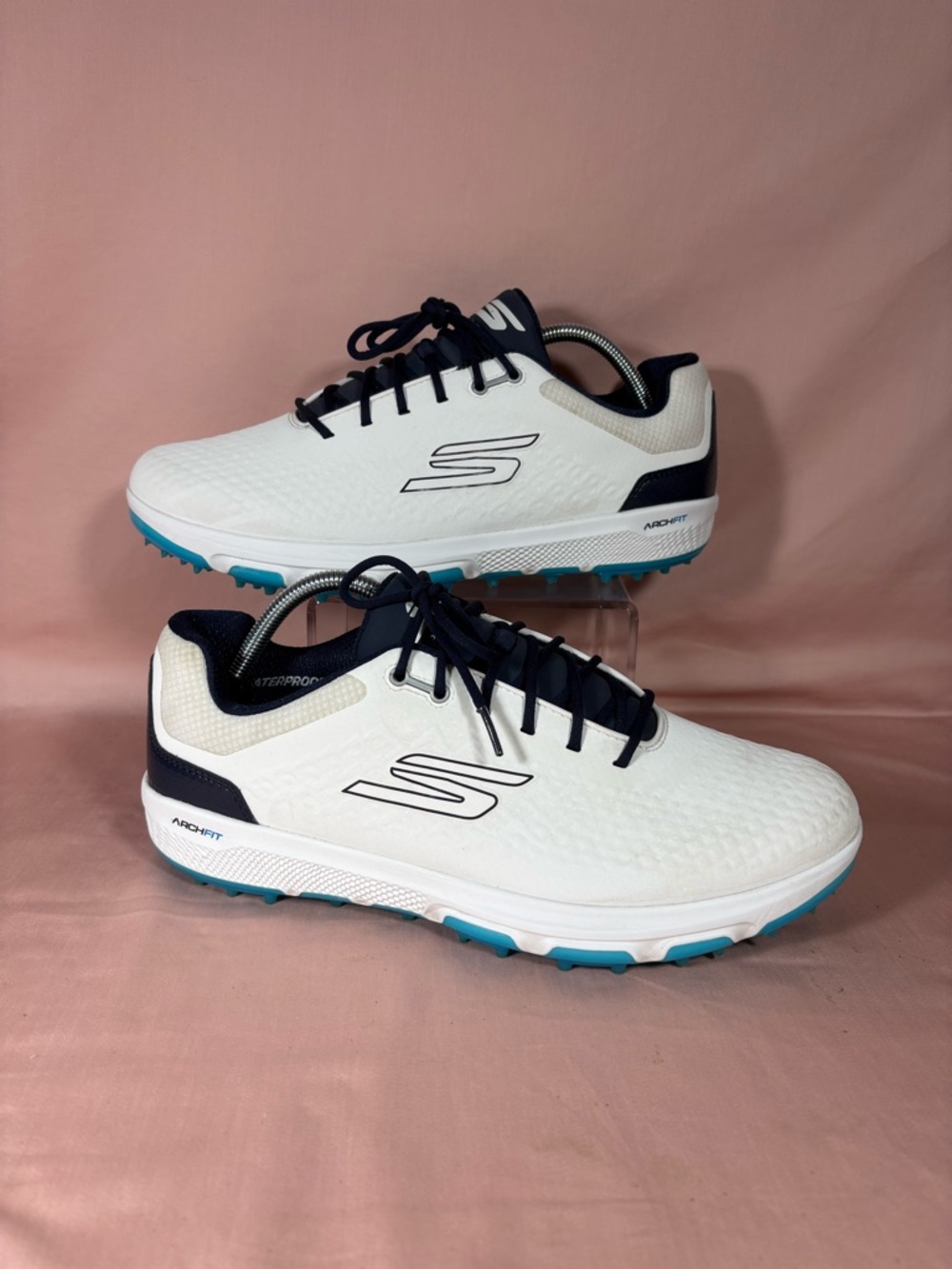 Skechers GO GOLF PRO 6 SL Spikeless Golf Shoes - White/Navy Men's 10